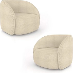 Kit 2 Poltronas Decorativas  Sala de Estar Clarke Bouclê Bege G45 - Gran Belo