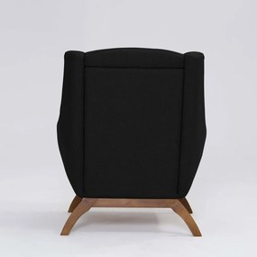 Poltrona Decorativa Mildred D07 Pés Madeira Linho Preto - D'Rossi