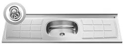 Balcão Gabinete com Pia Inox 150cm 4 Portas 2 Gavetas Marrocos Branco/