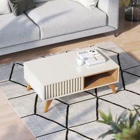 Mesa de Centro Para Sala Retangular 1 Nicho karin C04 - D'Rossi - Off White e Freijó