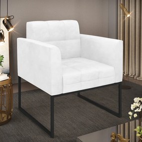 Poltrona Sala Decorativa Elisa Industrial Preto Sintético Pu D03 - D'Rossi - Branco