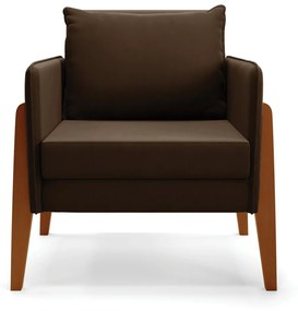 Poltrona Lana Suede Base de Madeira - D'Rossi - Marrom