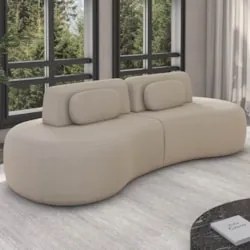 Sofá 4 Lugares 280cm Orgânico Mellanie Veludo Bege Z32 - Mpozenato