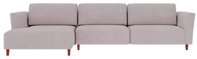 Sofá 370cm com Chaise Esquerda Franz Suede Rosê G52 - Gran Belo