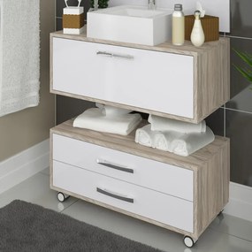 Conjunto Gabinete Banheiro Completo Cuba Painel Balcão Espelho Kit Torneira