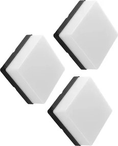 Kit 3 Arandelas Led Quadrada Abs 8w 3000k Ip65 Jabuti