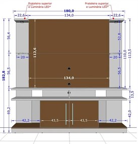 Home Theater York LED Ripado Naturalle/Off White - Bechara Móveis