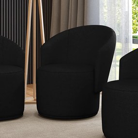Poltrona Decorativa Orgânica Fixa para Sala Malu Linho M11 - D'Rossi - Preto