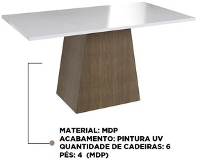 Mesa Com Base De Jantar Cozinha Multiuso - Ameixa/branco