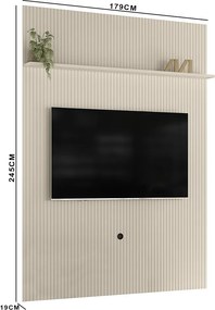 Painel TV 65 Pol 179cm Ripado para Sala Valen Off White M20 - D'Rossi