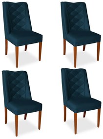 Kit 4 Cadeiras de Jantar Micheli Suede Azul Marinho