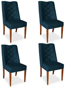 Kit 4 Cadeiras de Jantar Micheli Suede Azul Marinho