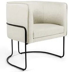 Poltrona Decorativa Base Aço Betina C-107 Linho Bege Claro - Domi
