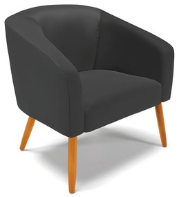Poltrona Decorativa Pé Palito Castanho kit 2 Stella Sintético D03 - D'Rossi - Preto