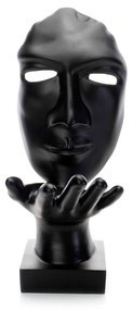 Máscara Sopro Decorativa Preto Fosco Em Cerâmica 35x16x20 Cm  - D'Rossi