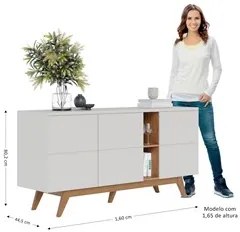 Balcão Buffet Rebeca Com Espelho Adnet 67cm C05 Off White/Freijó - Mpo