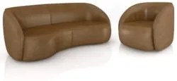 Sofá 3 Lugares Orgânico 240cm e Poltrona Zion Z32 Sintético Caramelo -