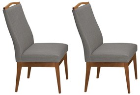 Conjunto 2 Cadeiras Sala de Jantar Lara Linho/Poliester Cinza