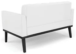 Sofá Namoradeira e 1 Poltrona Base Madeira Preto Ana Sintético Branco