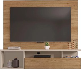 Painel TV 55 Pol 136cm Bancada Suspensa Sala Layanne C01 - D'Rossi - Buriti/Off White