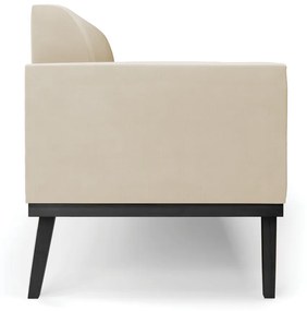 Sofá Namoradeira Base de Madeira Fixa Preto Marisa Suede  D03 - D'Rossi - Bege