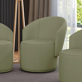 Poltrona Decorativa Orgânica Fixa para Sala Malu Bouclê M11 - D'Rossi - Pistache