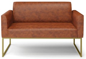 Sofá Namoradeira Base Industrial Dourado Marisa Corano   - Nozes
