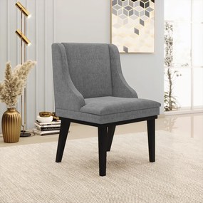 Cadeira de Jantar Liz Linho Grafite A26 Base Fixa Madeira Preto D03 - D'Rossi