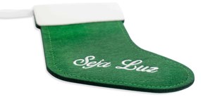 Porta Talher de Natal Bota Seja Luz Verde e Branco 20x14 cm - D'Rossi
