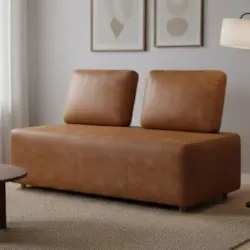 Sofá 2 Lugares 148cm Sala de Estar Rovier Sintético Caramelo Z32 - Mpo