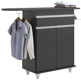 Tábua de Passar com Balcão 02 Portas Alice 119 cm L06 - D'Rossi - Preto