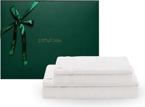 Jogo de Banho 2 pçs Trussardi 100% Algodão Marini c/ Caixa de Presente Natal - Branco Branco