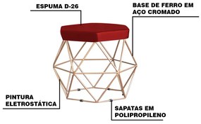 Kit 2 Puff Decorativo Base Gold Elsa Suede Telha G41 - Gran Belo