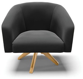Poltrona Decorativa Giratória MA30 Stella Suede Preto D03 - D'Rossi