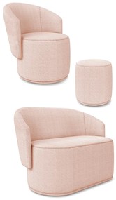Sofá Namoradeira com Poltrona e Puff Orgânico Sala Malu Bouclê M11 - D'Rossi - Rose