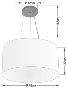 Lustre Pendente Cilíndrico Md-4187 Cúpula em Tecido 45x30cm Rustico Cinza - Bivolt
