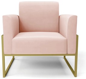 Poltrona Base Industrial Alta Dourado Marisa Veludo - Rose