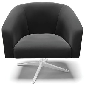 Poltrona Decorativa Giratória Cromada Kit 2 Stella Suede D03 - D'Rossi - Preto