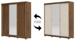 Guarda Roupa Casal 200cm Com Espelho Porto Flex Imbuia/Fendi - Vila Ri