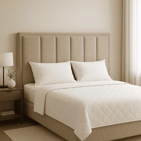 Cabeceira Opala Para Cama Box Queen 160 cm Suede - D'Rossi - Bege