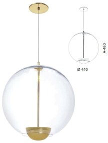 Pendente Globo Led Integrado Ø41X48Cm Metal E Globo Ø41Cm 03 Pci X 5,5... (COBRE FOSCO, AMBAR)