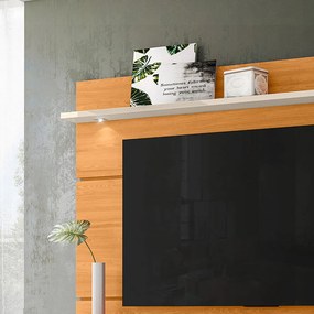 Painel TV 60 Pol 182cm Bancada Suspensa para Sala Quelen Cinamomo/Off White M20 - D'Rossi
