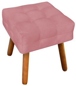 Puff Banqueta Decorativo Pé Palito de Madeira Elisa Suede Rosê D03 - D'Rossi