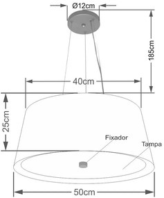 Lustre Pendente Cone Md-4144 Cúpula em Tecido 25x50x40cm Café - Bivolt
