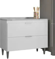 Armário de Cozinha CP03 Com Pia 100cm Pérola Z34 Branco     - Mpozenat