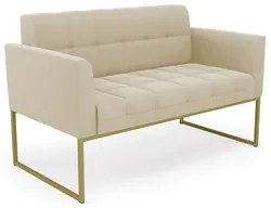Sofá Namoradeira Base Industrial Dourado Ana Suede Bege - Ibiza