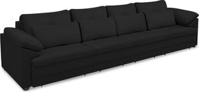 Sofá Retrátil Manual Sala de Estar Nolan Bipartido 414cm Conforto Premium em Couro Preto G58 - Gran Belo