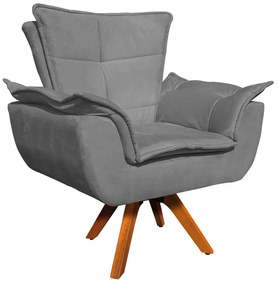 Sofá Namoradeira e 2 Poltronas Giratória MM30 Opala Suede D03 - D'Rossi - Grafite