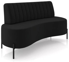 Sofá 2 Lugares Living 160cm Pé Ferro Pto Maraú Veludo K01 - D'Rossi - Preto