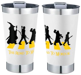 Copo Térmico The Road to Mordor Senhor dos Anéis Com Tampa e Abridor Chopp - Branco
